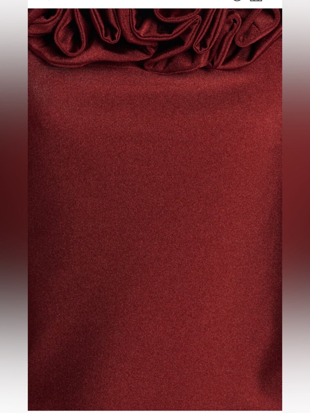Coperni Rosette Detailed Off The Shoulder Satin Wine Red Maxi Dress - Picture 6 of 8